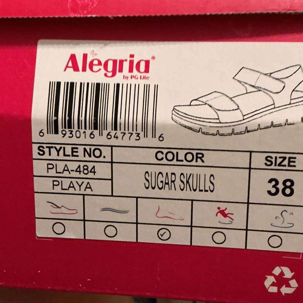 Alegria Black Multicolor Skull Sandals - Picture 3 of 3